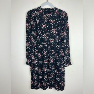 Gerard Darel Paris | Cottagecore Prairie Black Floral Midi Dress | 38 / 8
